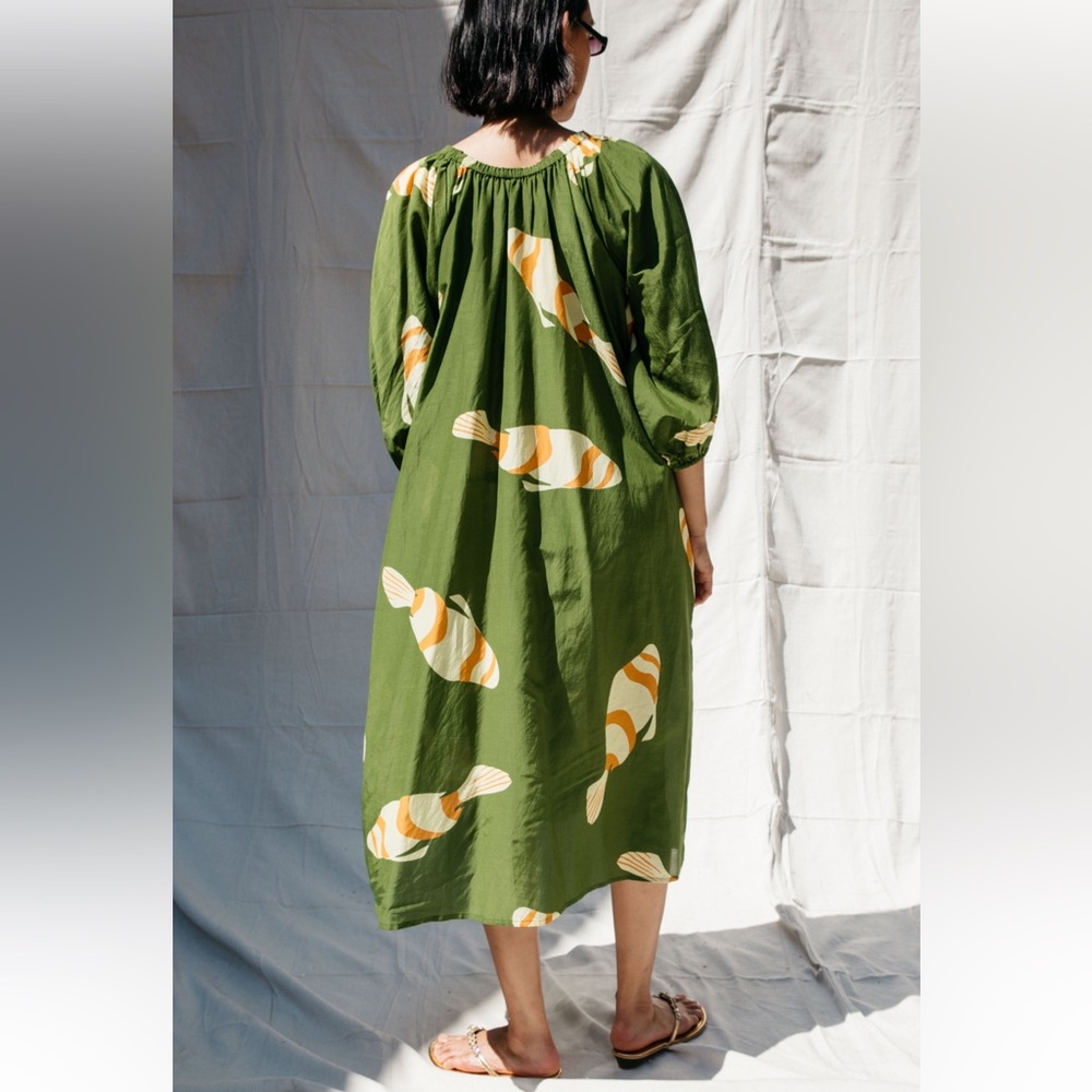 Nikki Chasin Ballad Fish Dress Silk Blend XL Green - Picture 14 of 15